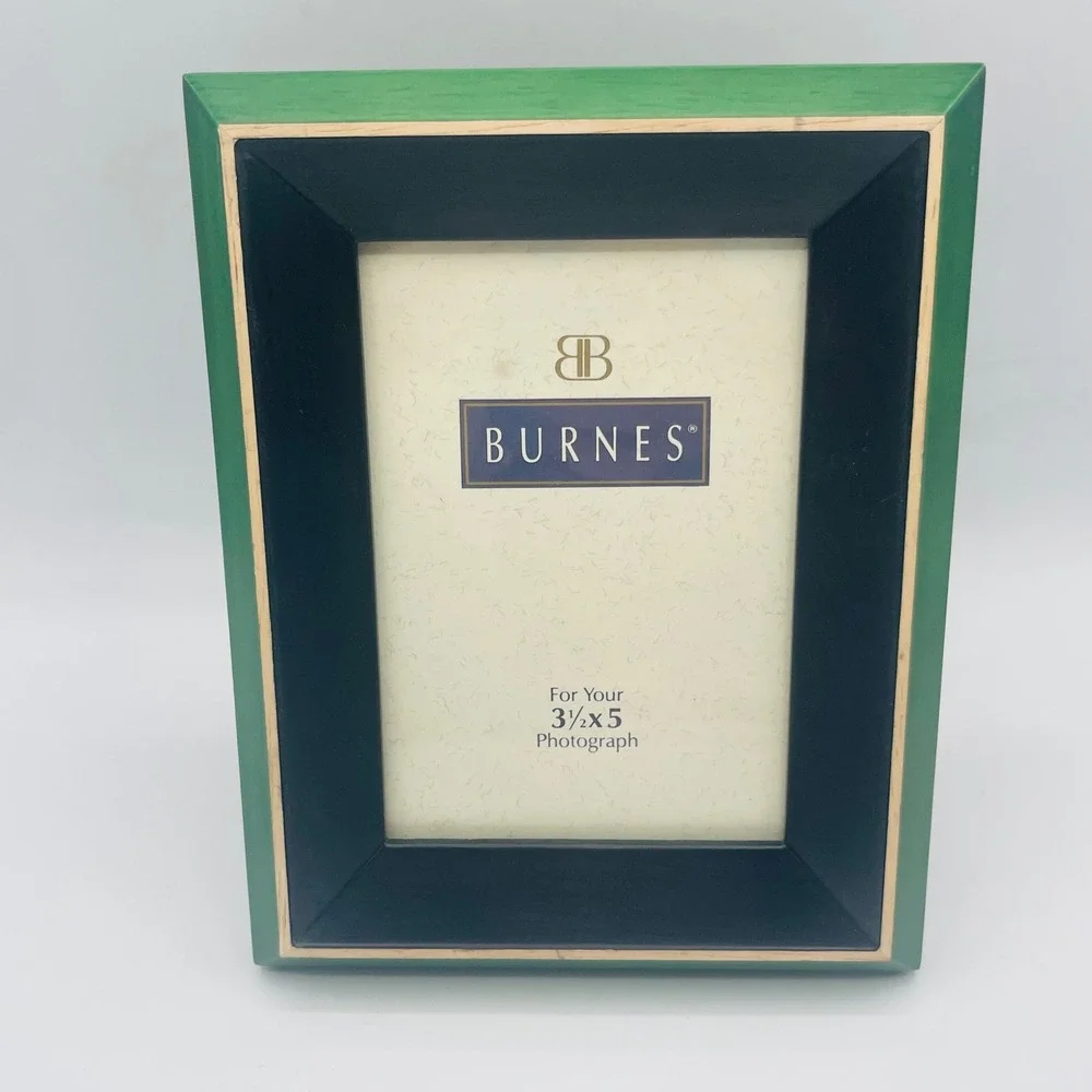 Burnes of Boston 3.5x5 Wood Picture Frame Green Black Beveled Tabletop Decor